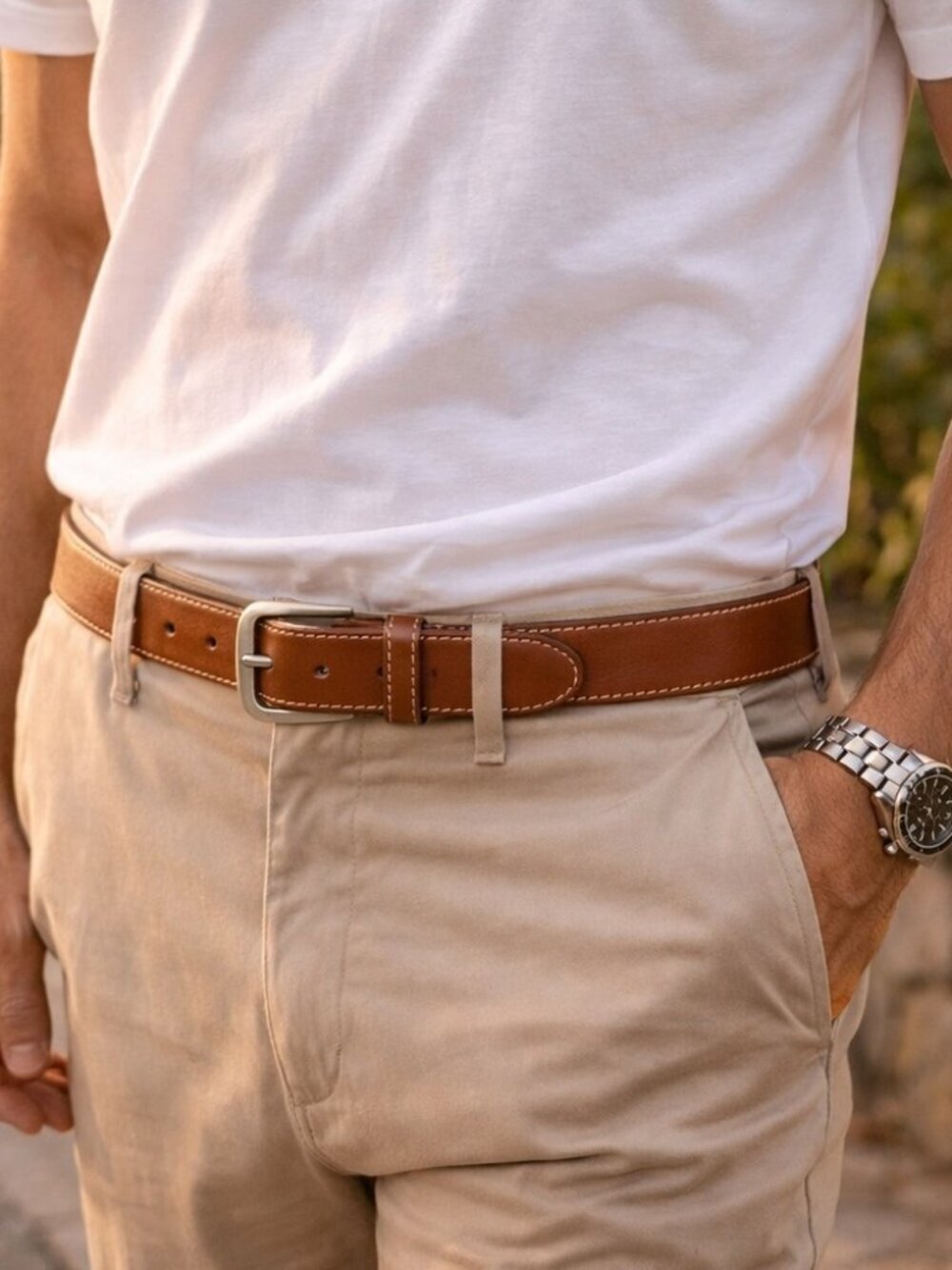 Manetti Leather Belt Brown Genuine Leather Classic Casual Size 110 / 44 Office